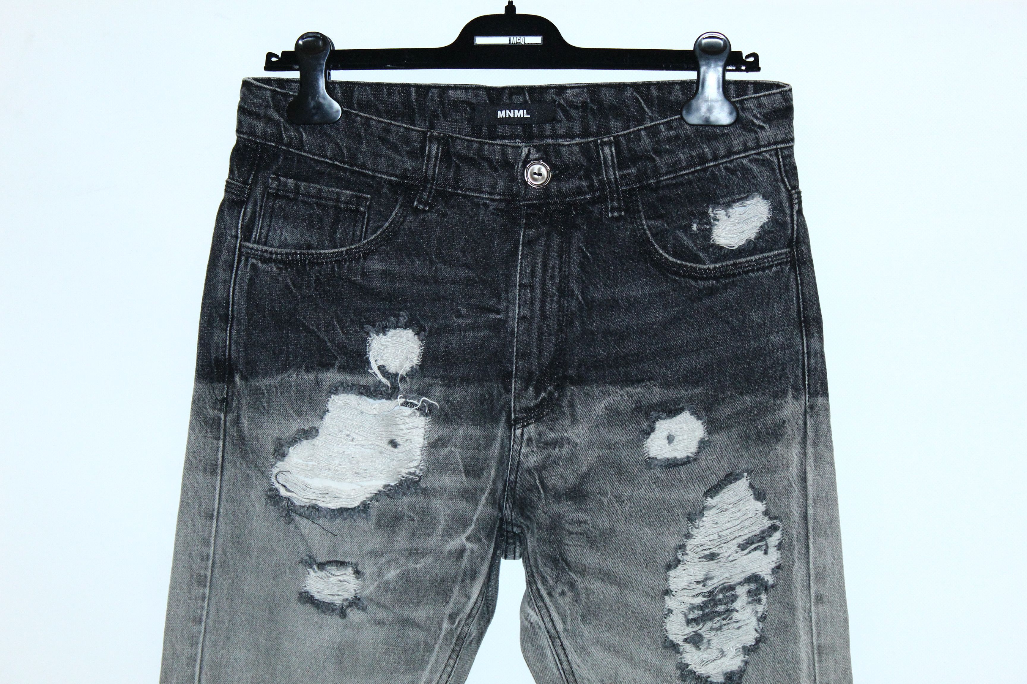 MNML MNML Distress Gradient Fading Wash Denim Tapered Jeans Size US 30 / EU 46 - 3 Thumbnail