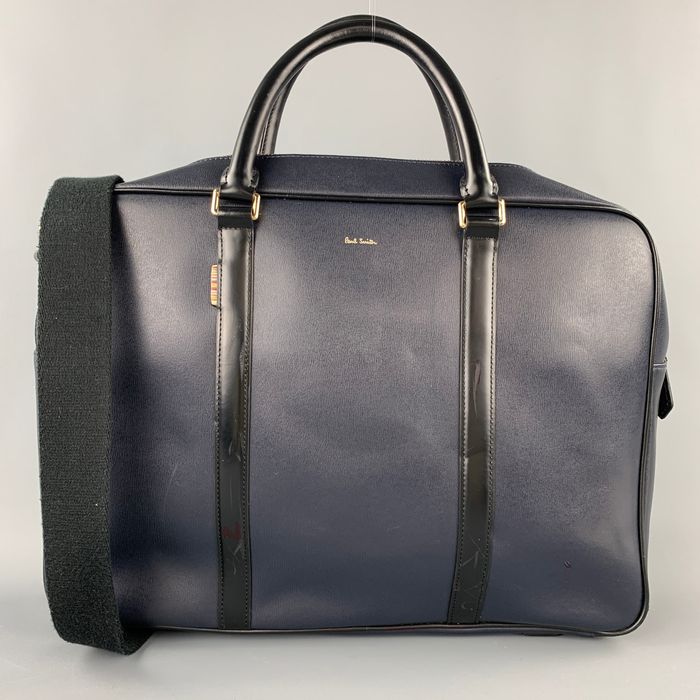 Paul Smith Navy & Black Leather Shoulder Strap Briefcase Bag | Grailed