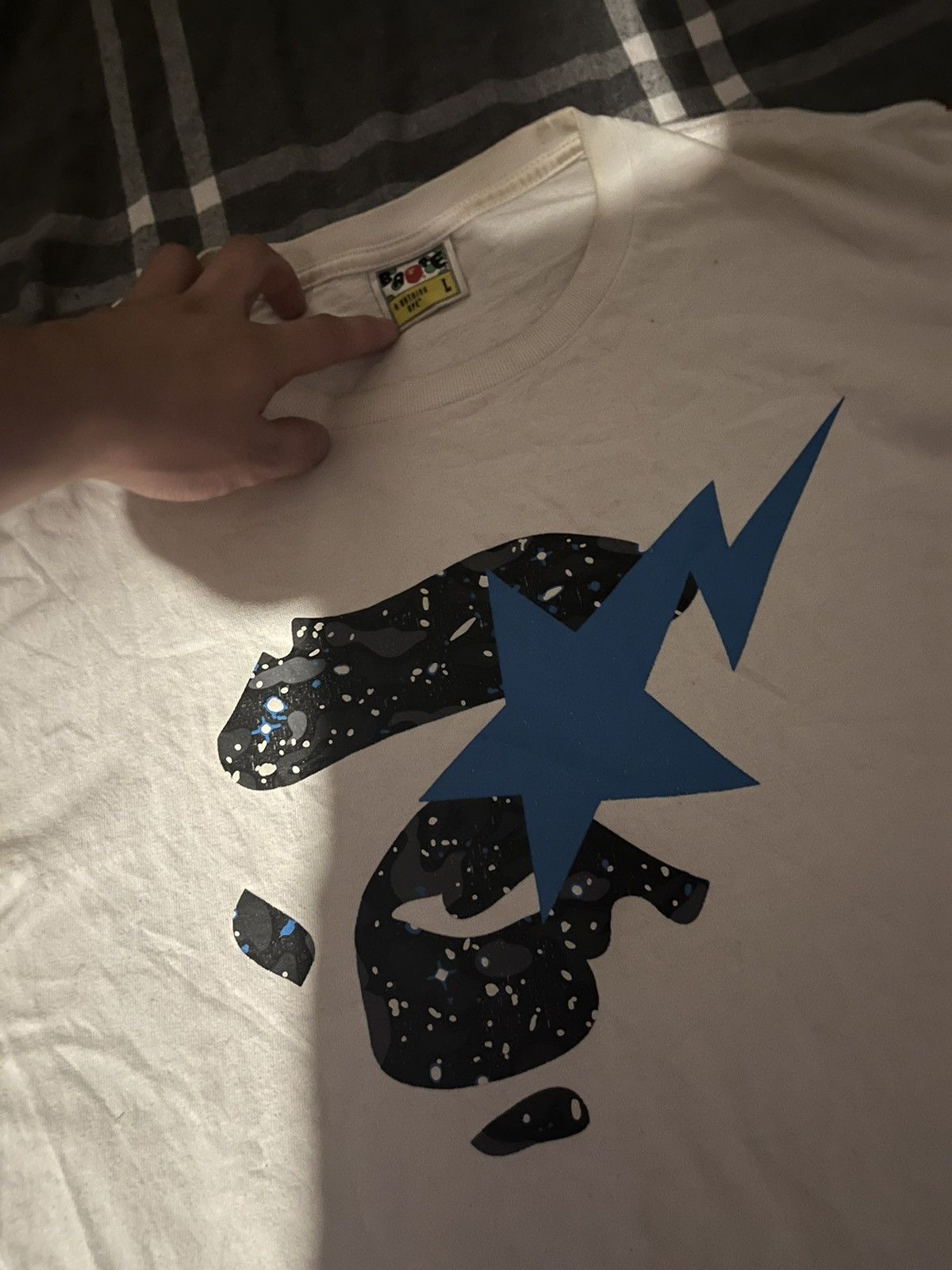 Bape Bathing Ape Galaxy Glow in the Dark Tee Blue Black Grailed