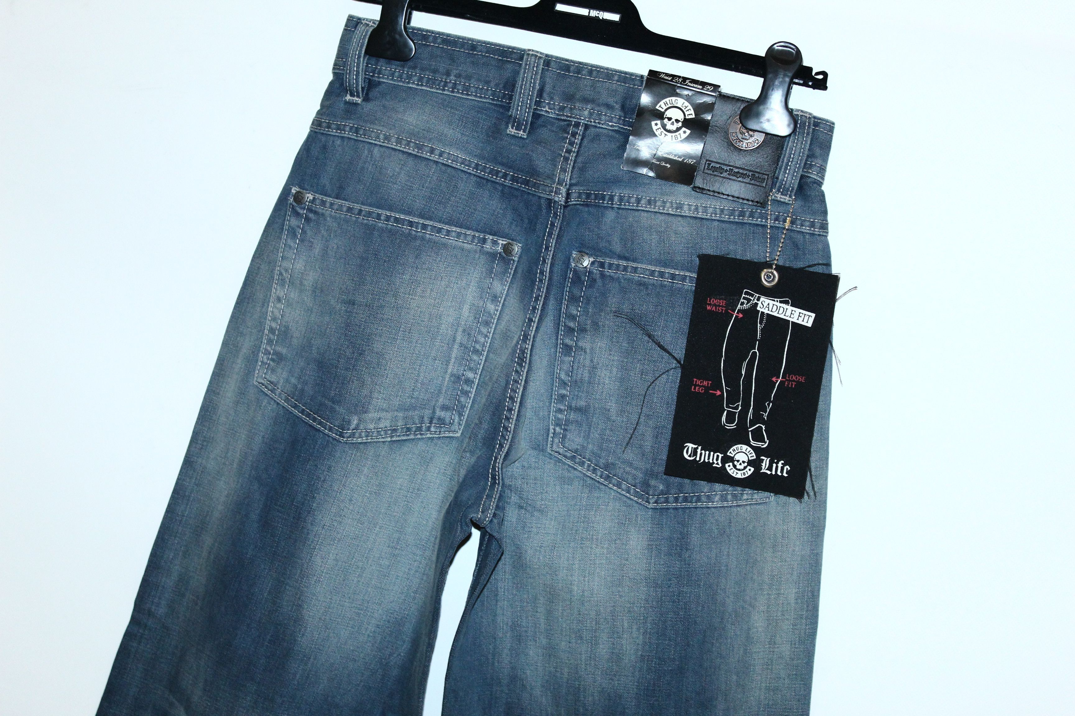 JNCO DEADSTOCK💥90's Thug Life Denim Saddle Fit OG Rap Jeans Size US 30 / EU 46 - 5 Thumbnail