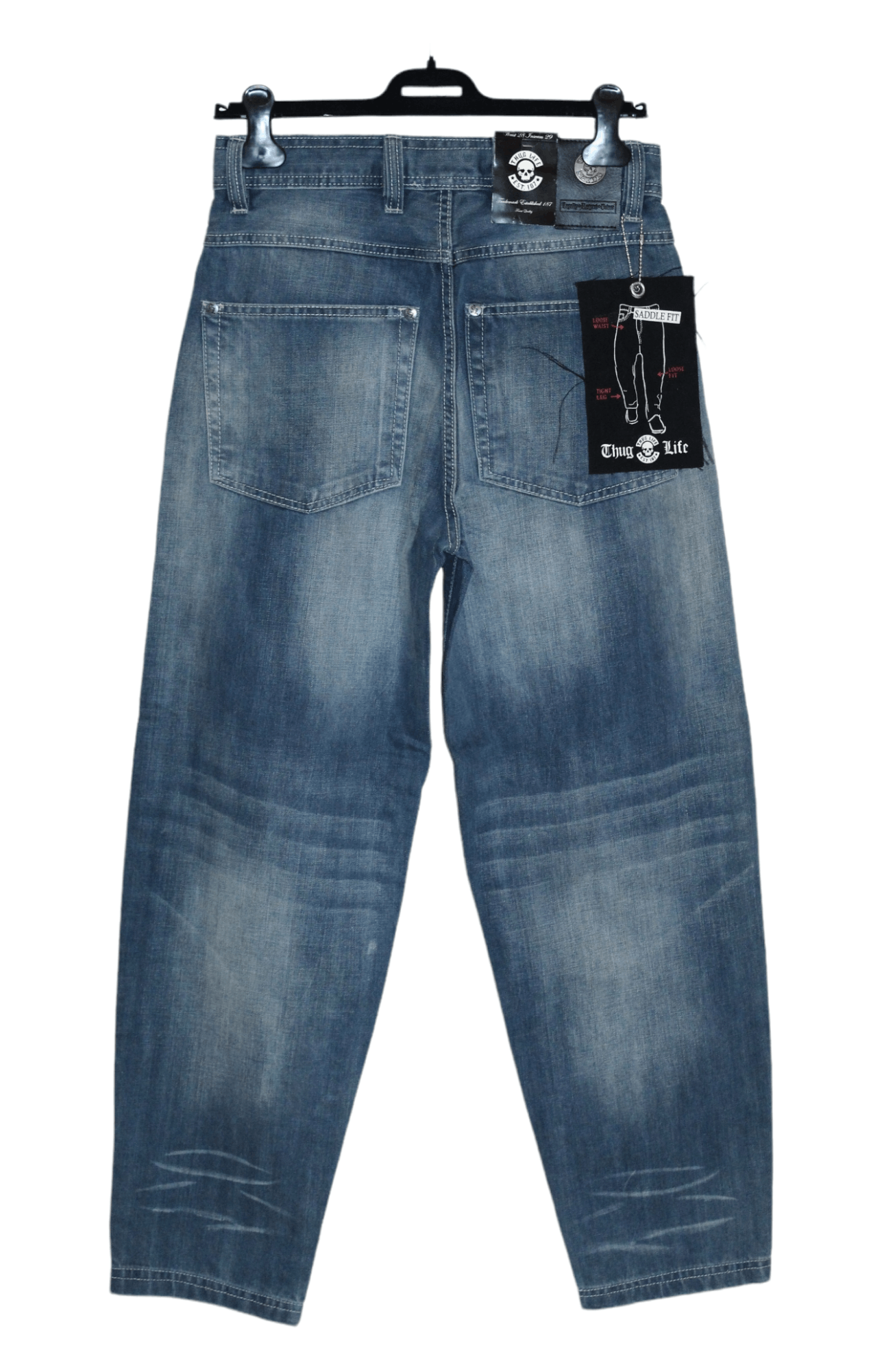 JNCO DEADSTOCK💥90's Thug Life Denim Saddle Fit OG Rap Jeans Size US 30 / EU 46 - 2 Thumbnail