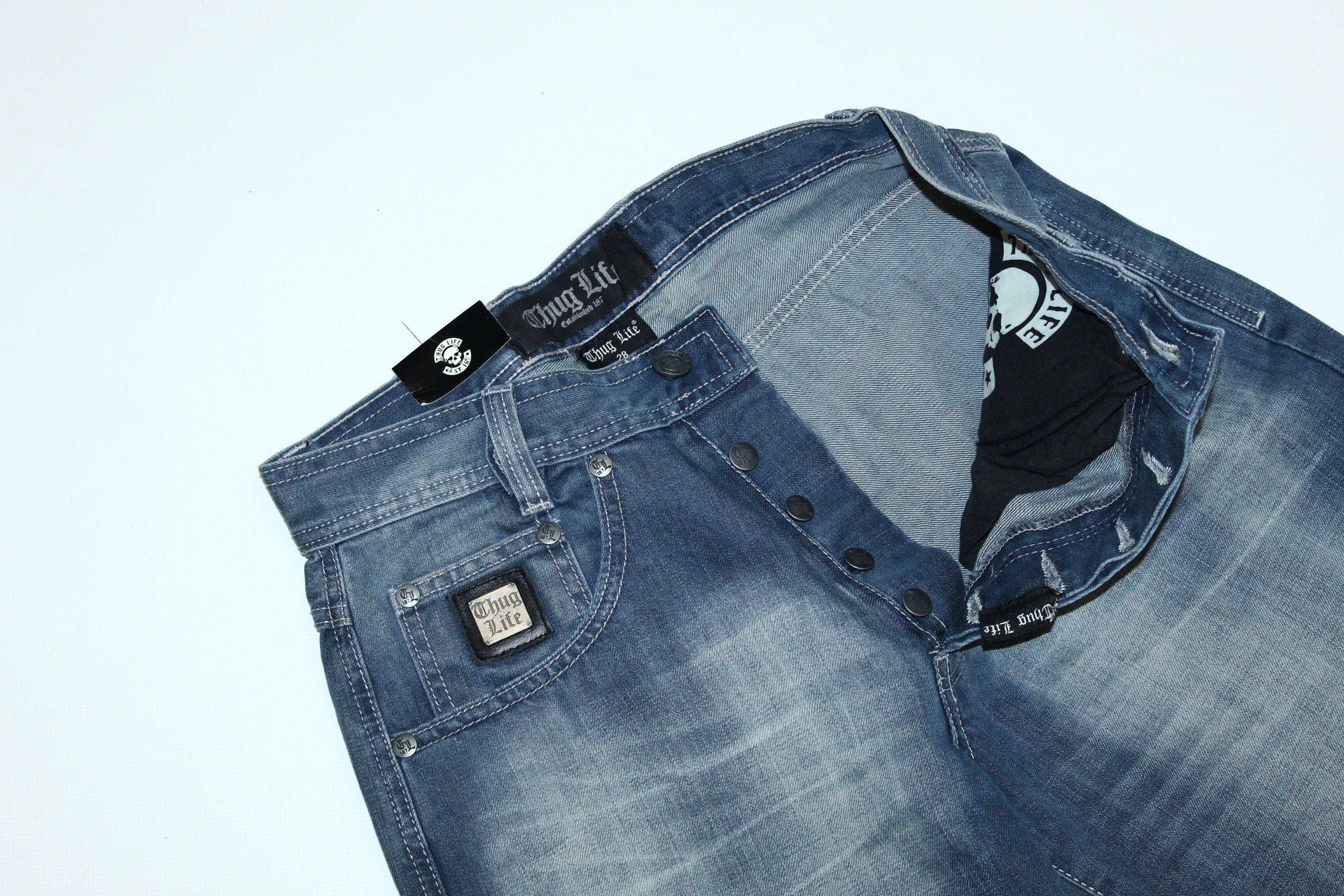 JNCO DEADSTOCK💥90's Thug Life Denim Saddle Fit OG Rap Jeans Size US 30 / EU 46 - 7 Thumbnail