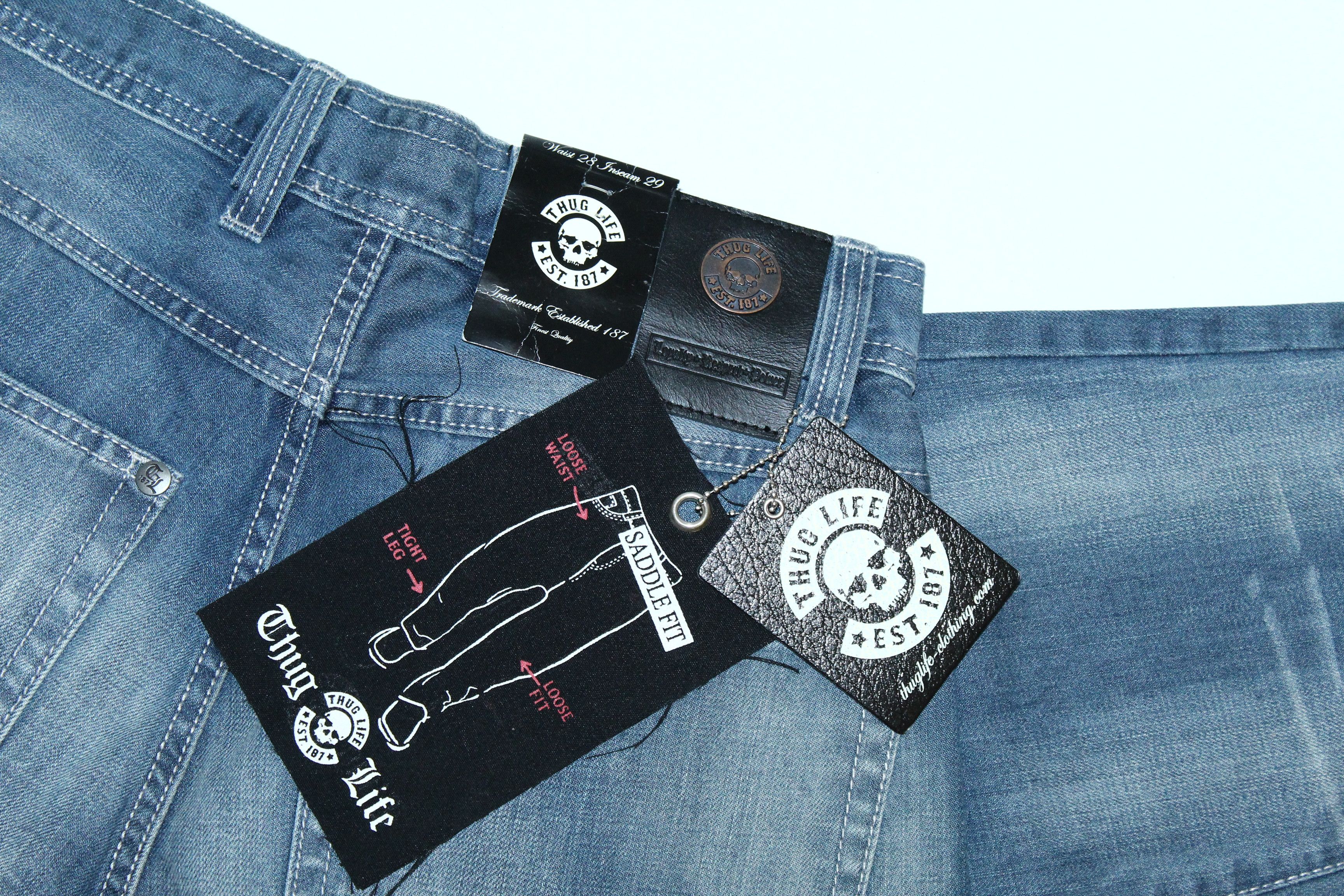 JNCO DEADSTOCK💥90's Thug Life Denim Saddle Fit OG Rap Jeans Size US 30 / EU 46 - 11 Thumbnail