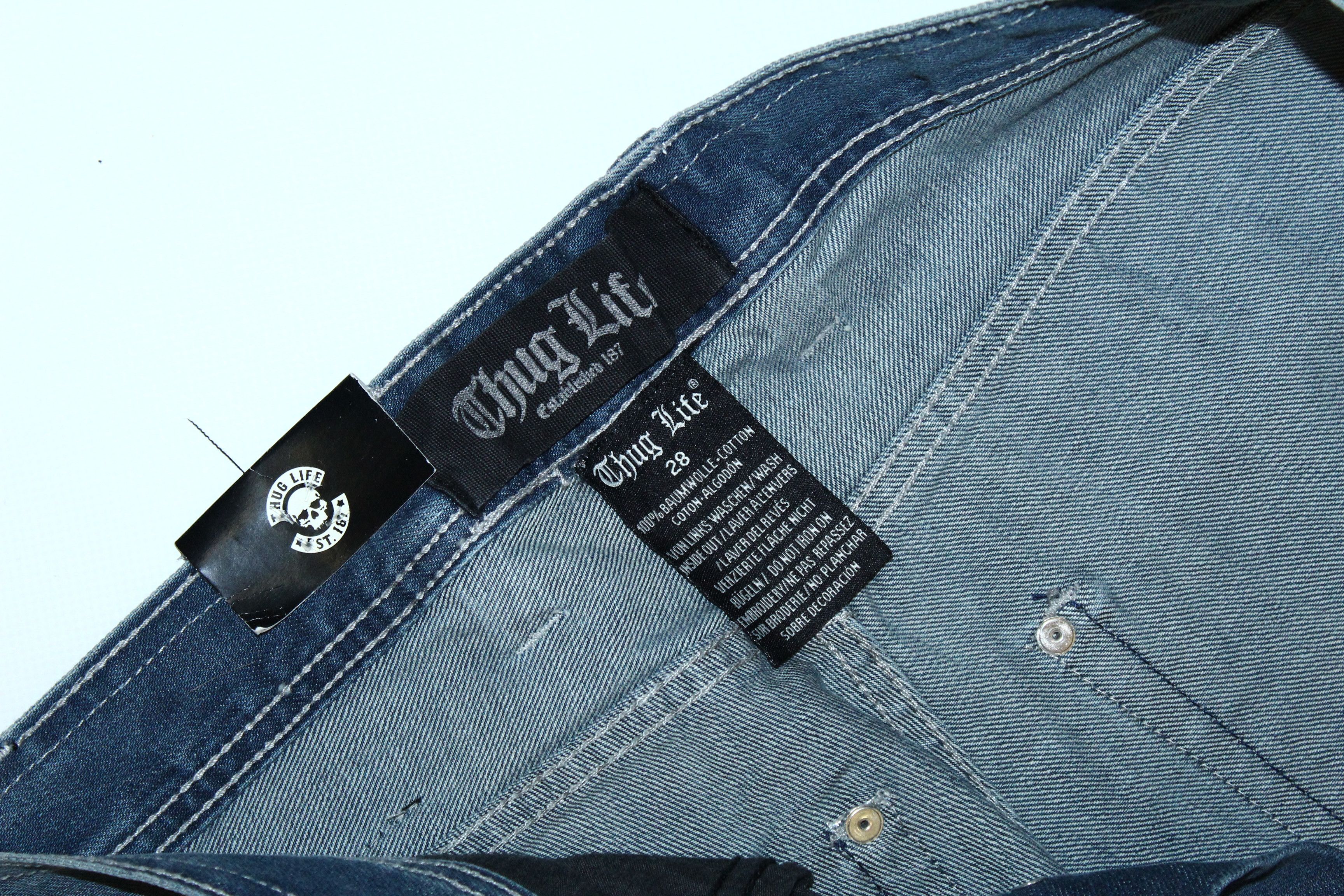 JNCO DEADSTOCK💥90's Thug Life Denim Saddle Fit OG Rap Jeans Size US 30 / EU 46 - 8 Thumbnail