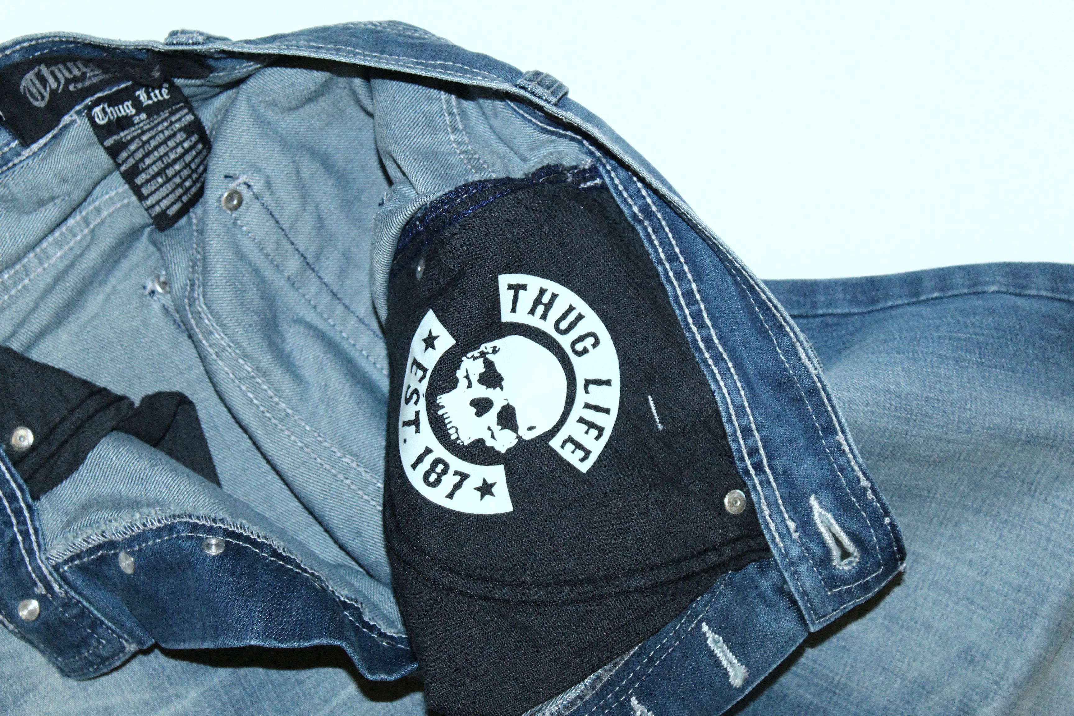 JNCO DEADSTOCK💥90's Thug Life Denim Saddle Fit OG Rap Jeans Size US 30 / EU 46 - 10 Thumbnail