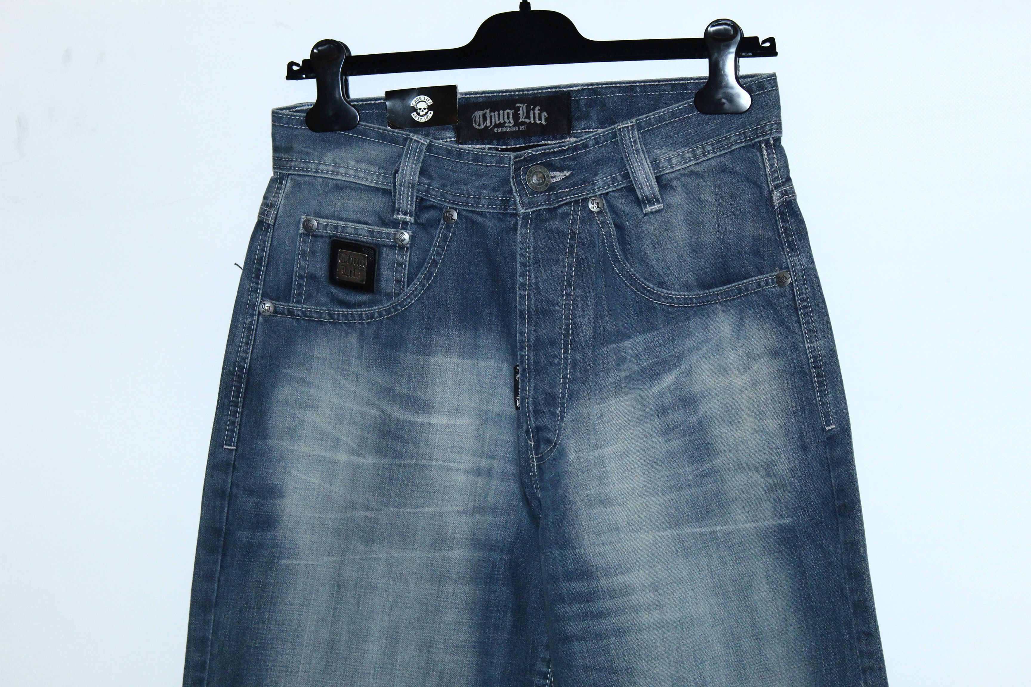JNCO DEADSTOCK💥90's Thug Life Denim Saddle Fit OG Rap Jeans Size US 30 / EU 46 - 3 Thumbnail