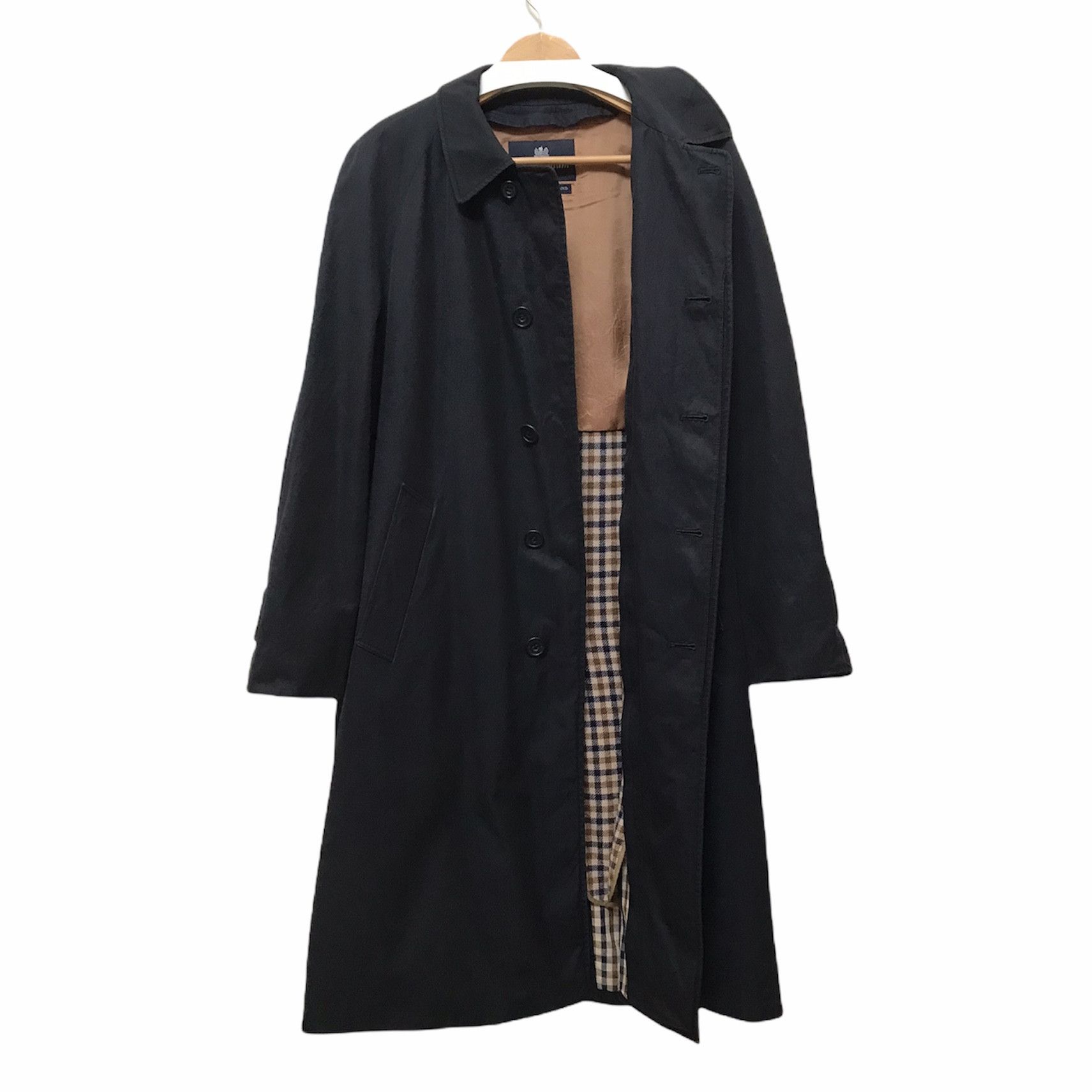 Manteau Vintage Aquascutum De Londres - 100% Laine Sarcelle, Style Trench Long - Très Bon état