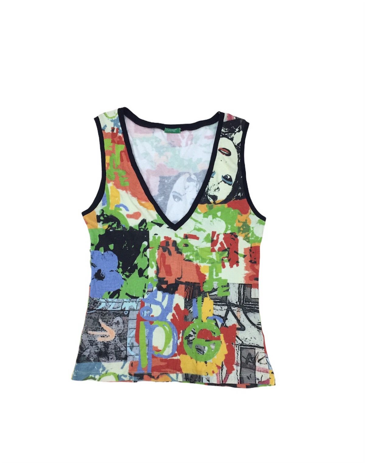 United Colors Of Benetton Rare UCB Printed Art Tank Size XS / US 0-2 / IT 36-38 - 1 Thumbnail