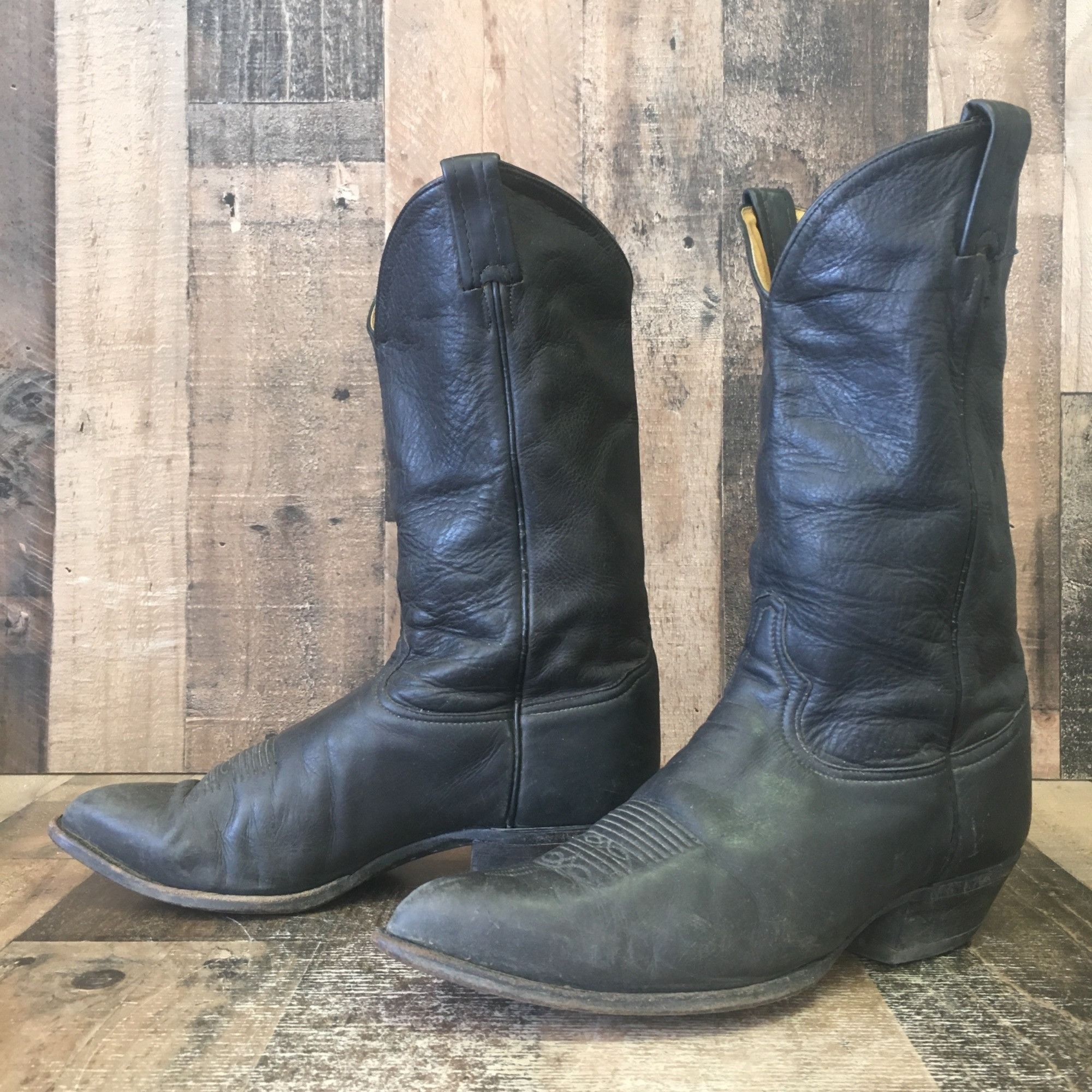 Tony Lama Tony Lama Vtg Classic Black Pointed Toe Cowboy Boot Men 10EE