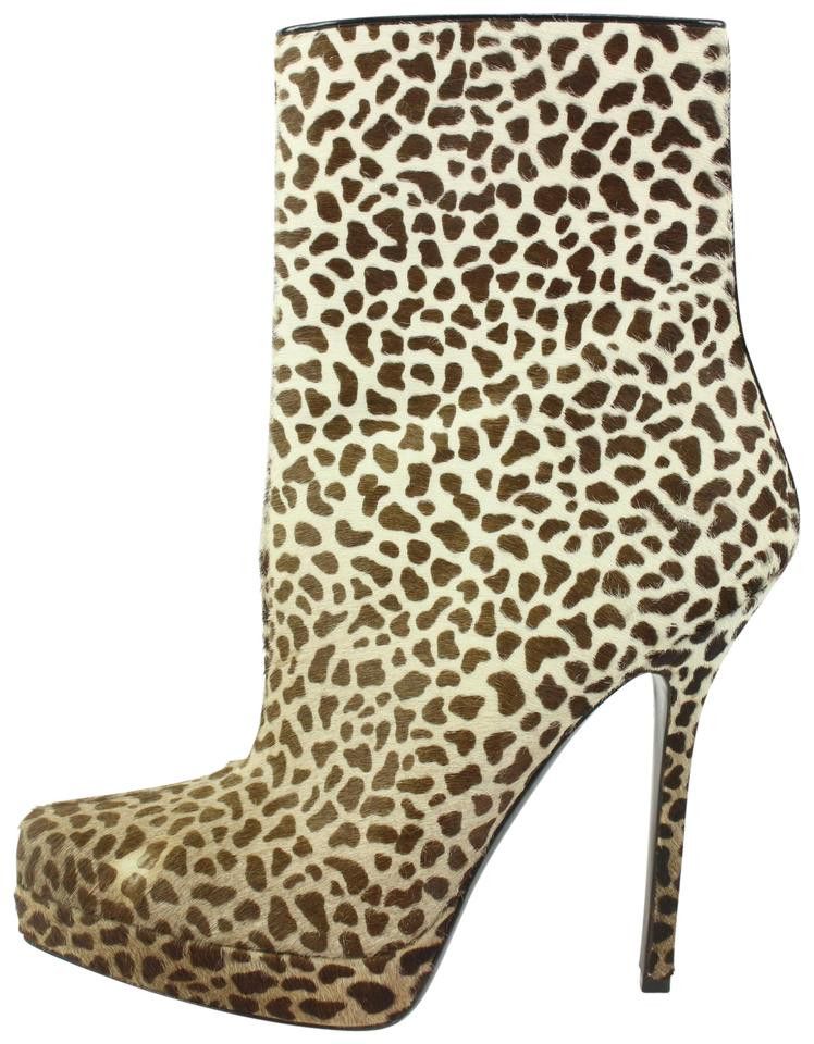 Gucci Leopard Pony Hair Platform Ankle Booties 4GG1113