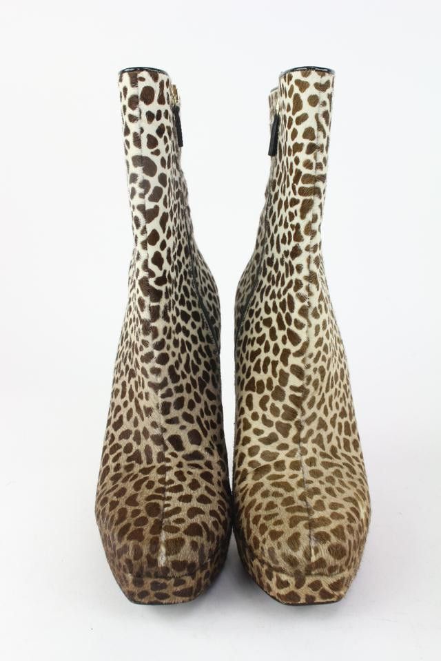 Gucci Leopard Pony Hair Platform Ankle Booties 4GG1113