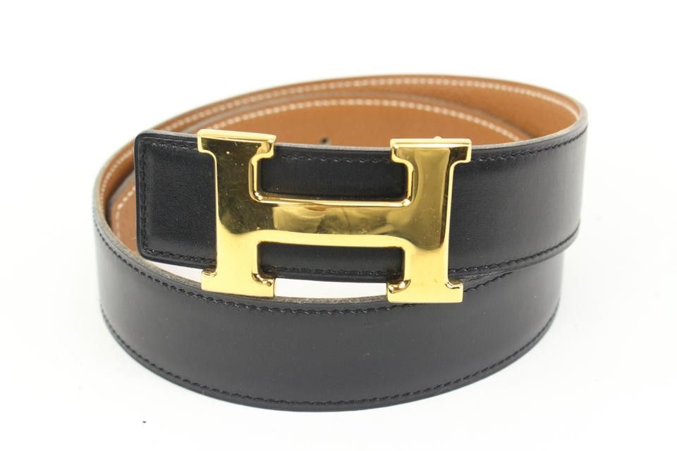 Hermès Black x Brown x Gold 32mm Reversible H Logo Belt Kit
