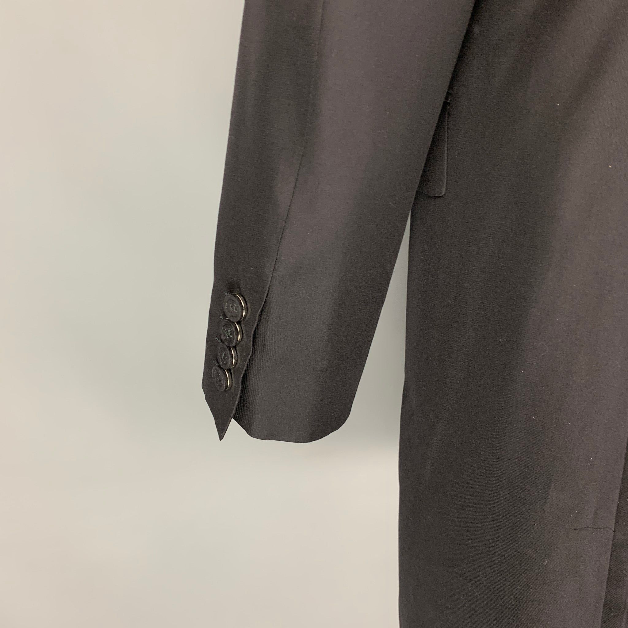 Calvin Klein Black Silk Notch Lapel Lightweight Coat Size US M / EU 48-50 / 2 - 5 Thumbnail