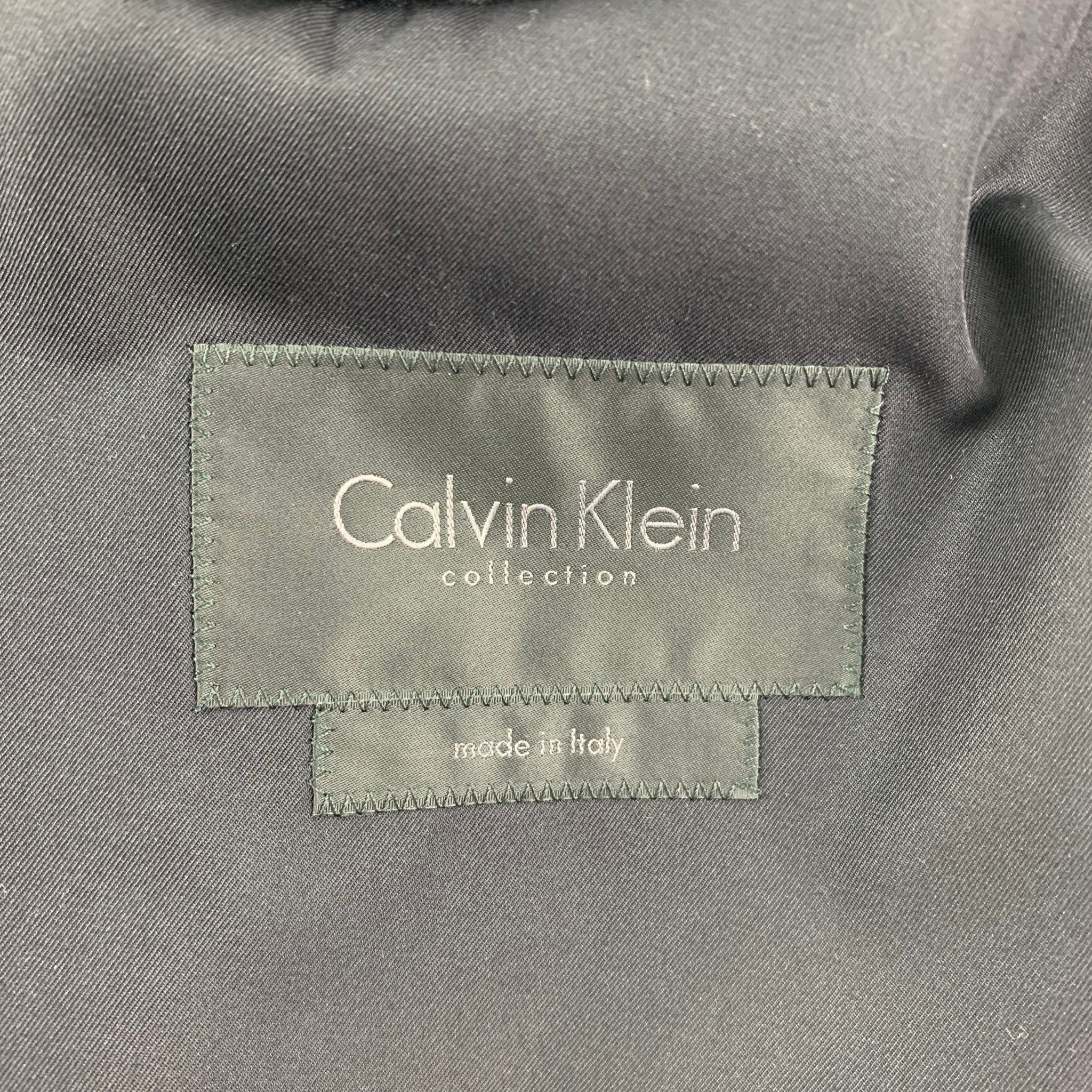 Calvin Klein Black Silk Notch Lapel Lightweight Coat Size US M / EU 48-50 / 2 - 8 Preview