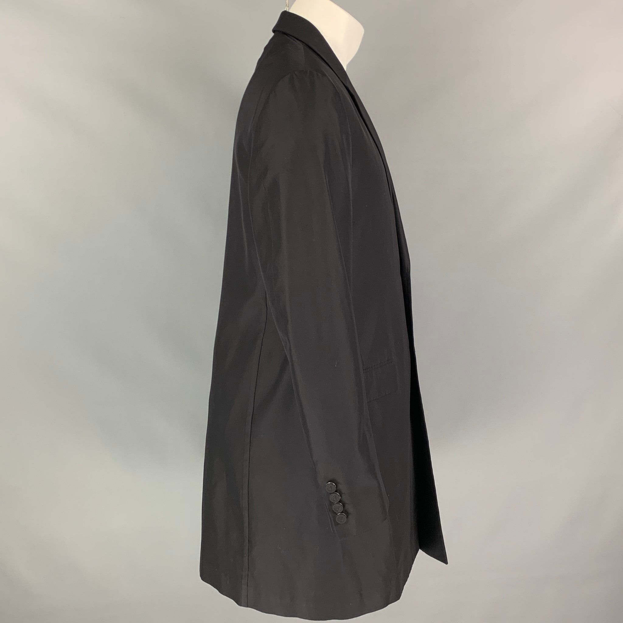Calvin Klein Black Silk Notch Lapel Lightweight Coat Size US M / EU 48-50 / 2 - 3 Thumbnail