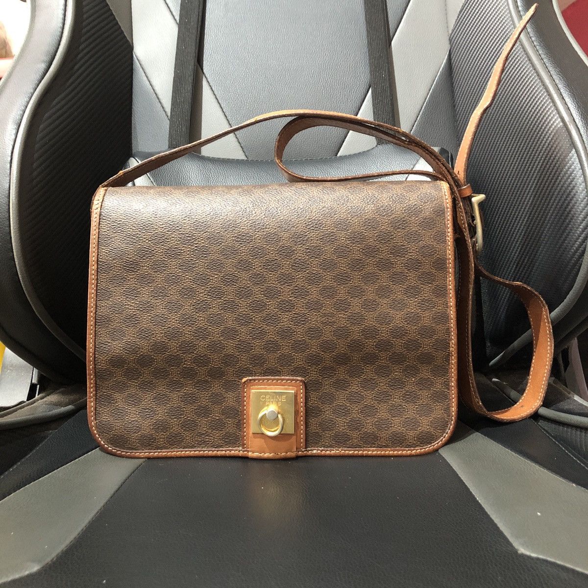 Authentic Vintage Celine Macadam Crossbody Sling Bag