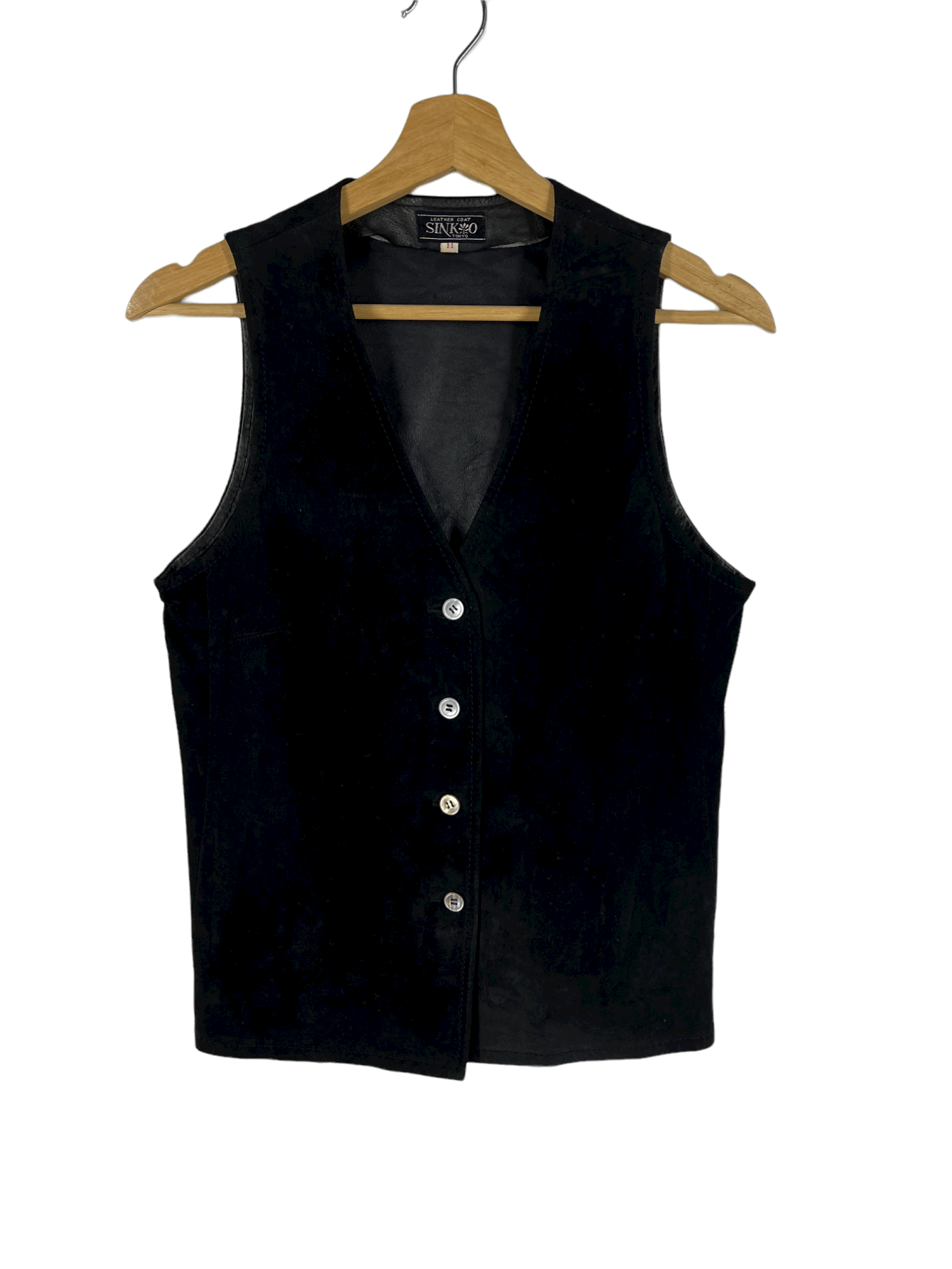 Japanese Brand × Vintage VINTAGE SINKO LEATHER COAT VEST Size 36R - 1 Thumbnail