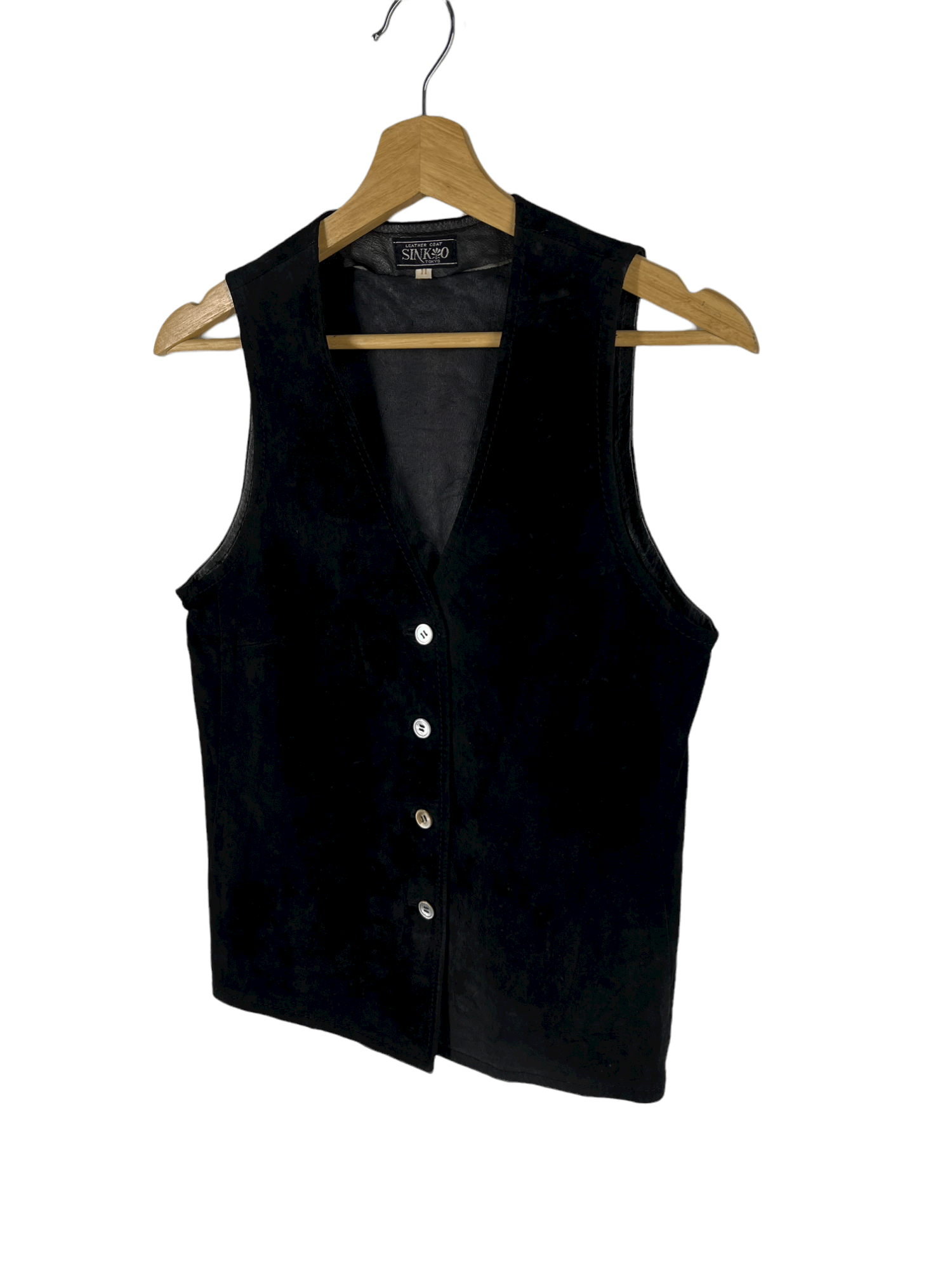 Japanese Brand × Vintage VINTAGE SINKO LEATHER COAT VEST Size 36R - 2 Thumbnail