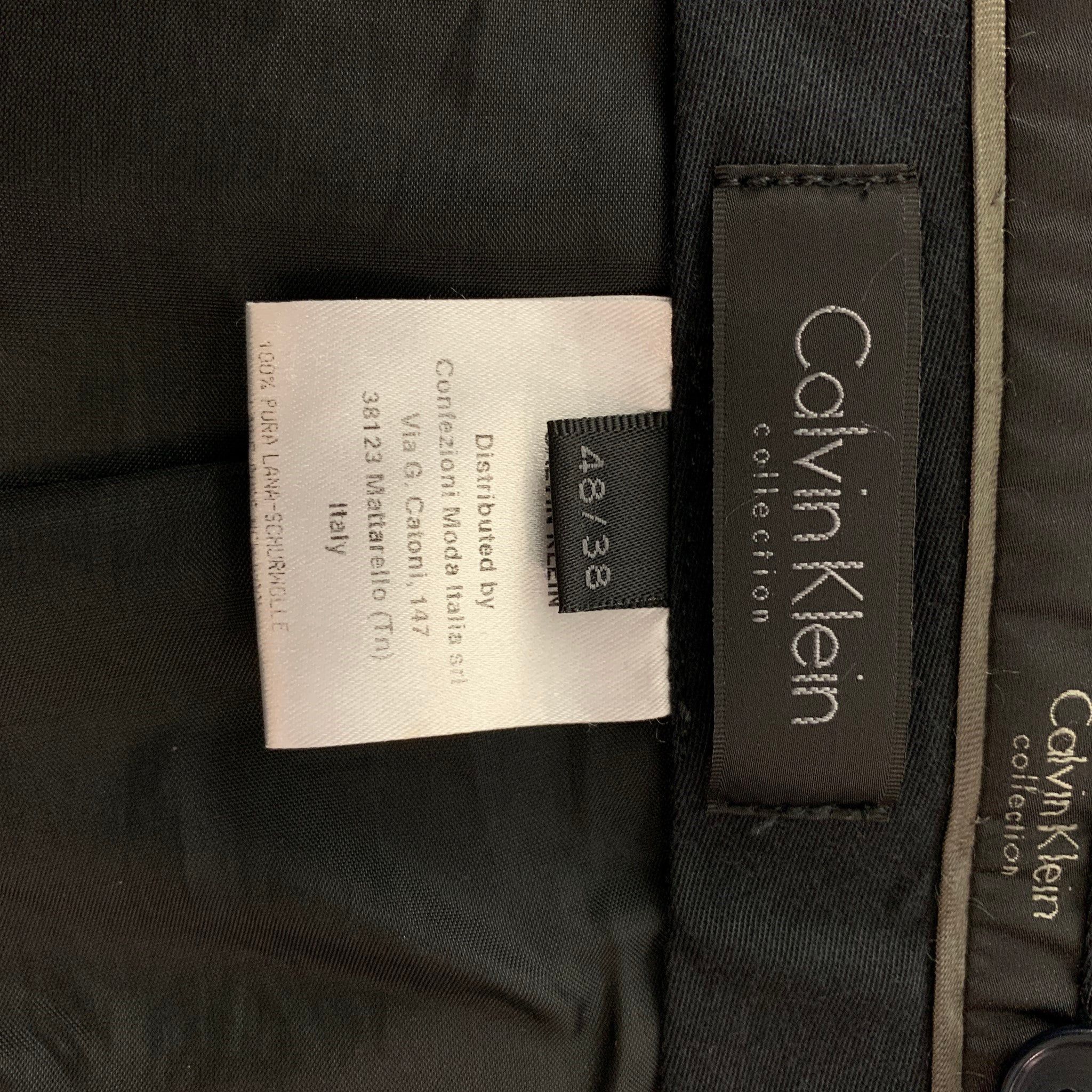 Calvin Klein Black Wool Peak Lapel Tuxedo Suit Size 38R - 9 Thumbnail