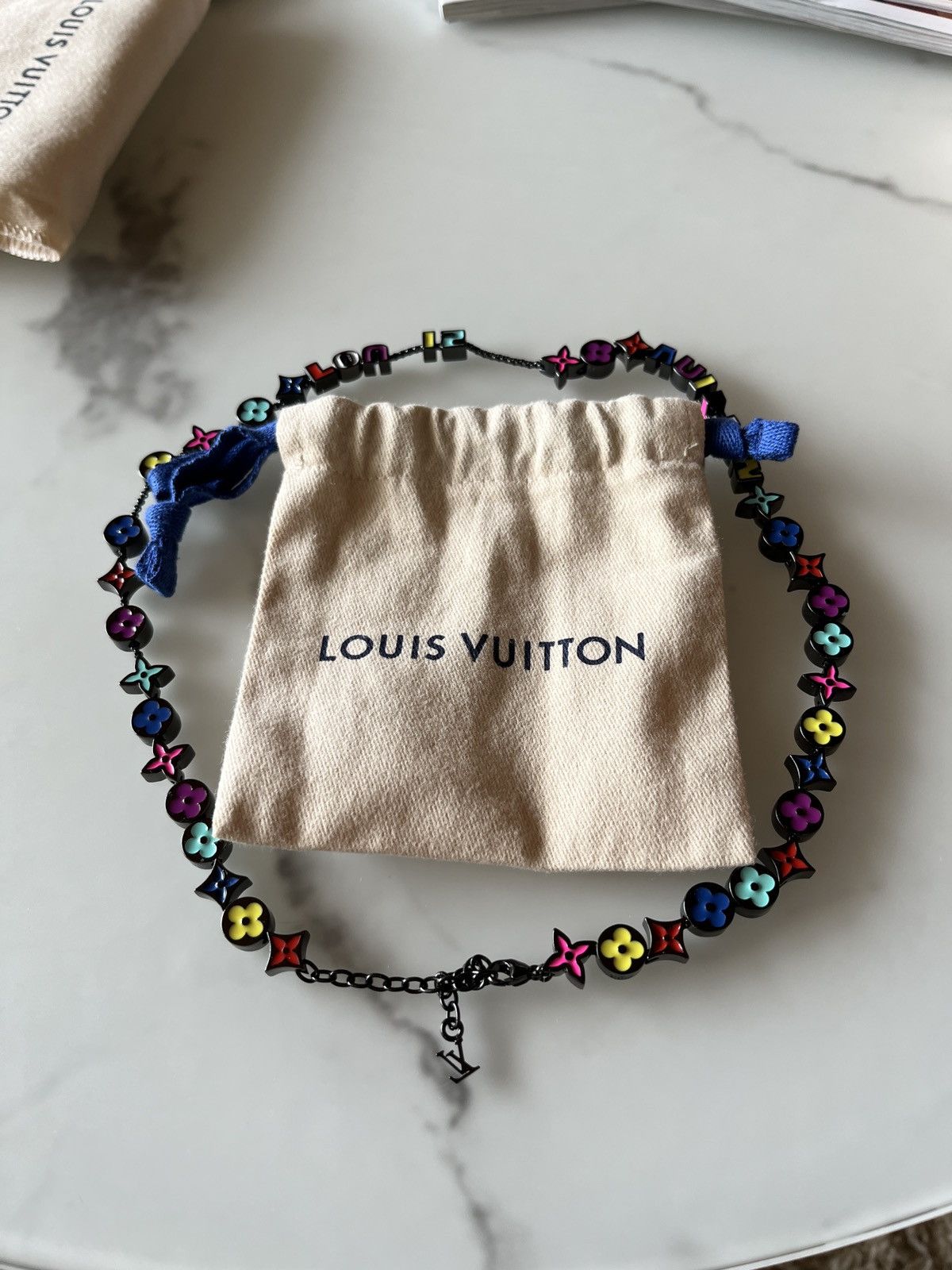 残少！Louis Vuitton MONOGRAM PARTY NECKLACE Pre-owned Louis Vuitton Monogram Party Necklace In