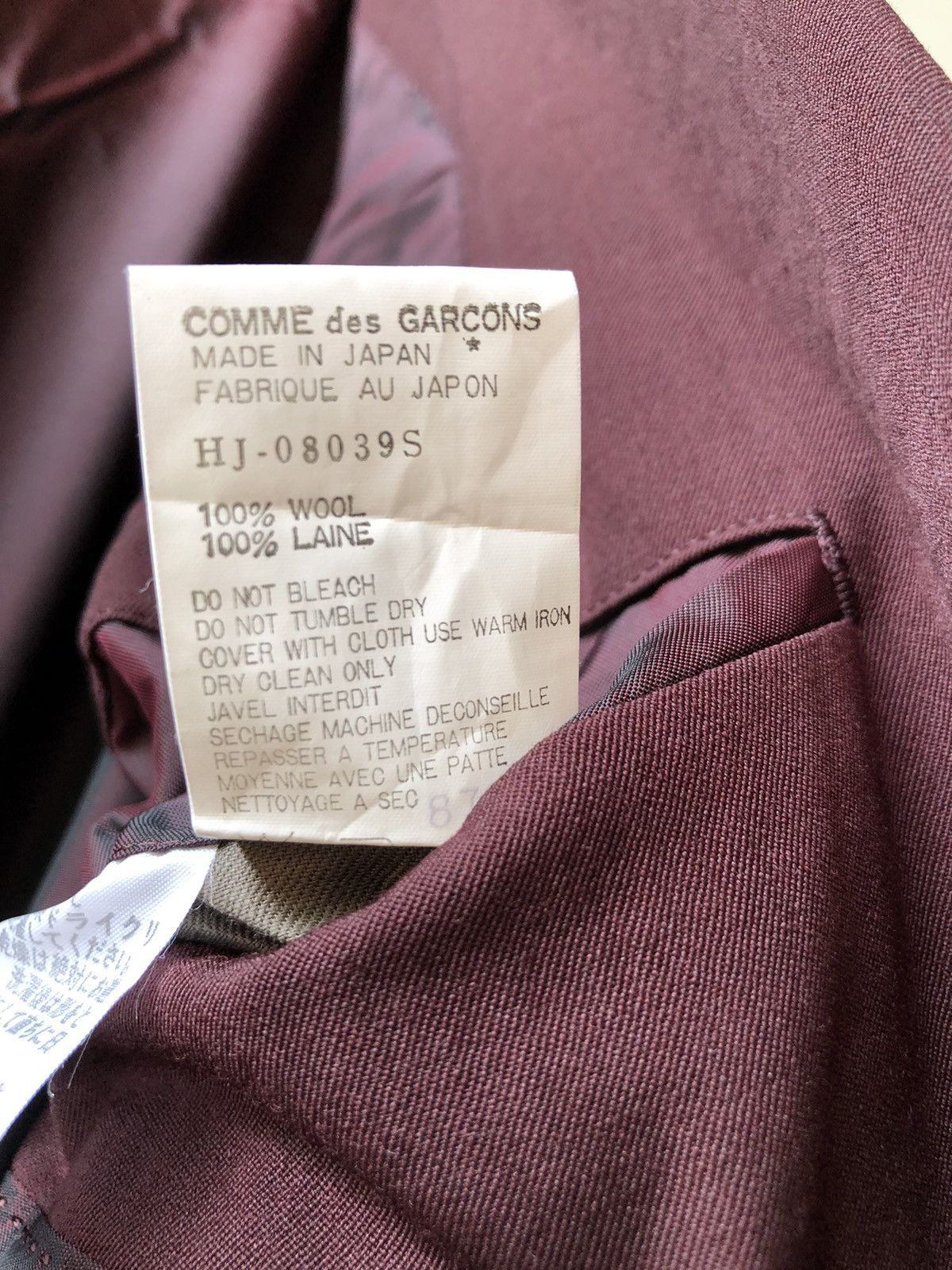 CDG by Comme des Garcons × Comme des Garcons × Rei Kawakubo Comme des garçons homme wool Men’s jackets Size US S / EU 44-46 / 1 - 5 Thumbnail