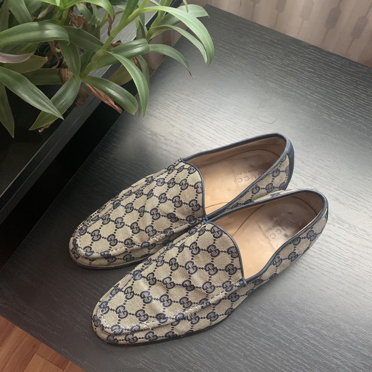 Gucci Vintage loafer GG beige brown monogram canvas Size US 9 / EU 42 - 2 Thumbnail
