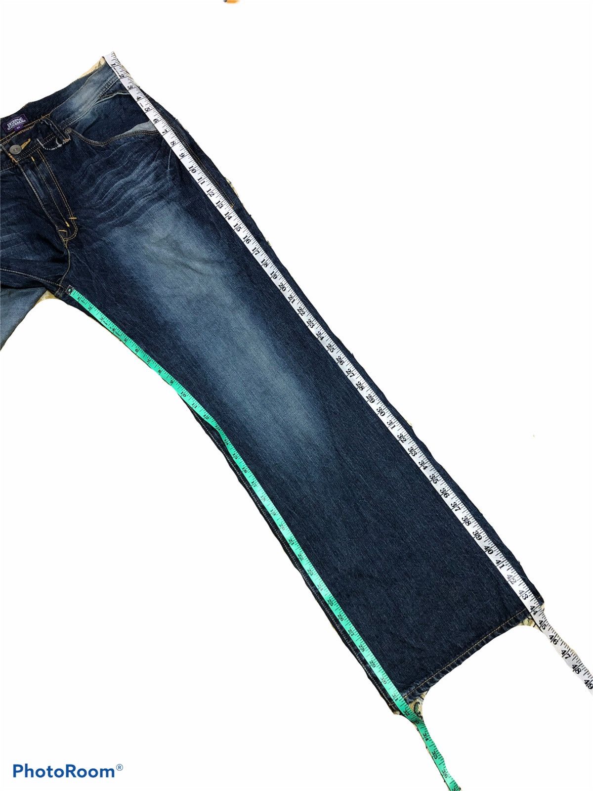 WIDE LEG PURPLE & YELLOW BUCKLE BACK DENIM