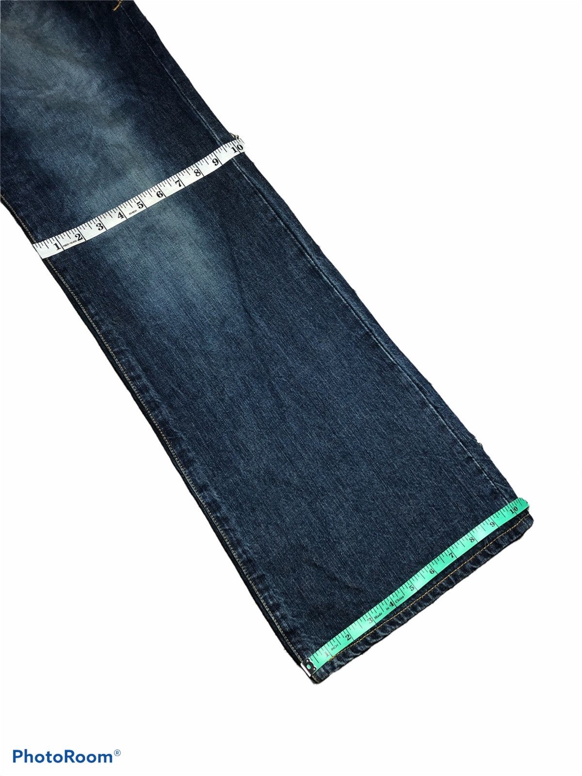WIDE LEG PURPLE & YELLOW BUCKLE BACK DENIM