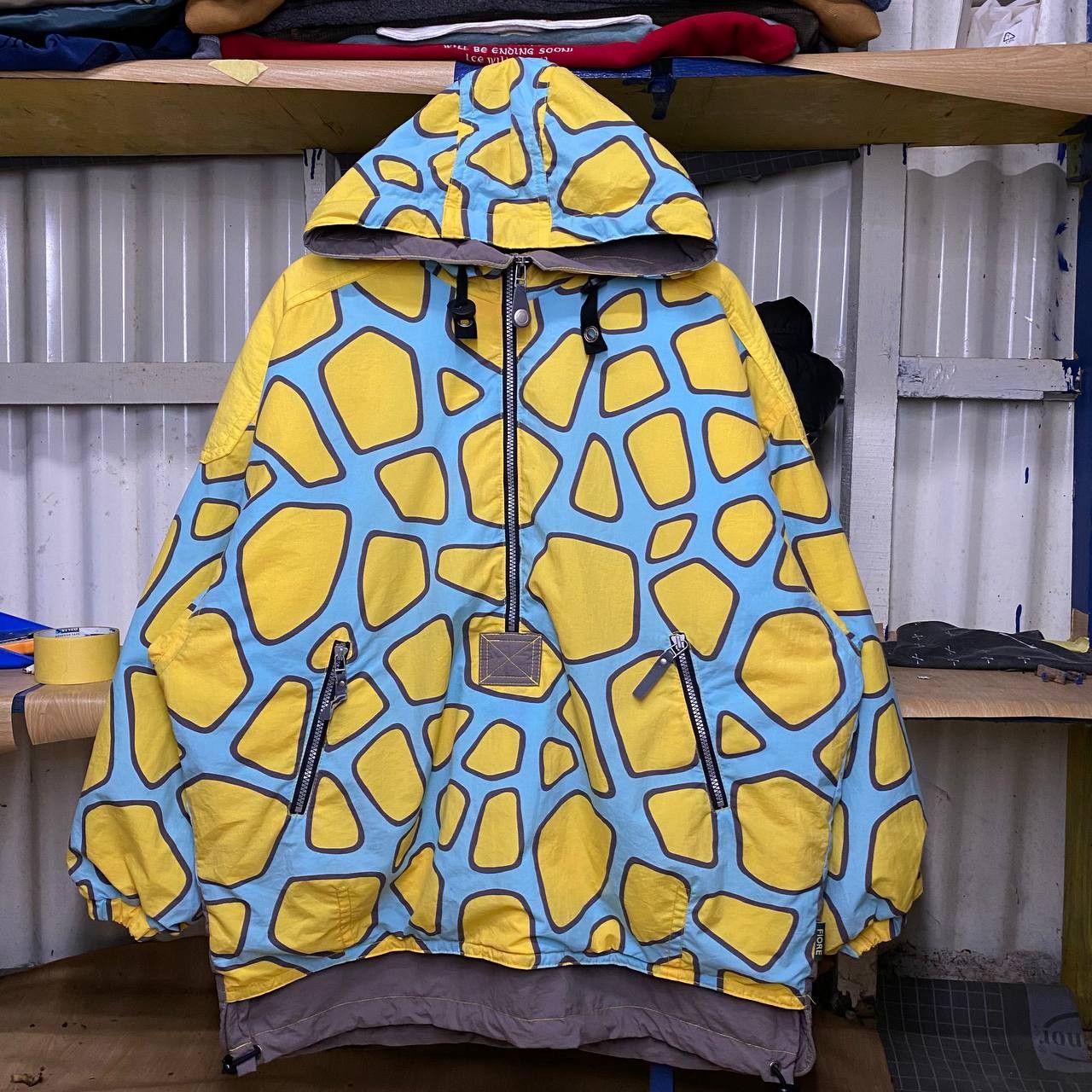 Vintage Eco Fiore Abstract Pattern Hoodie Jacket XLarge