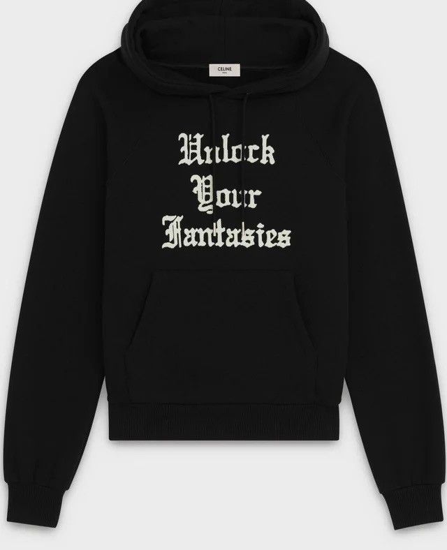 FW19 $1000+ Celine ‘unlock your fantasies’ black hoodie Hedi