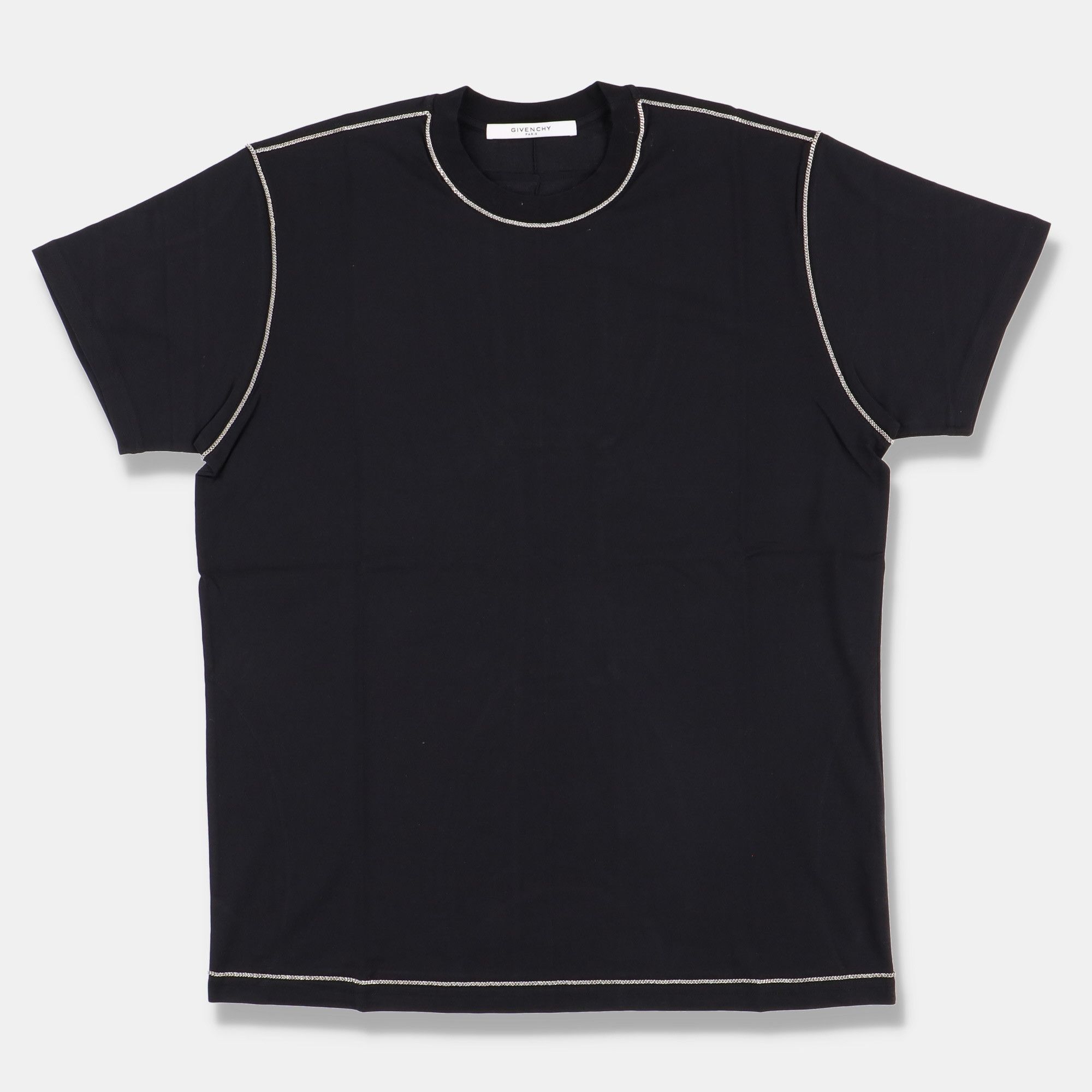 image of Givenchy Black Chain Trimmed Oversized T-Shirt, Men's (Size Small)