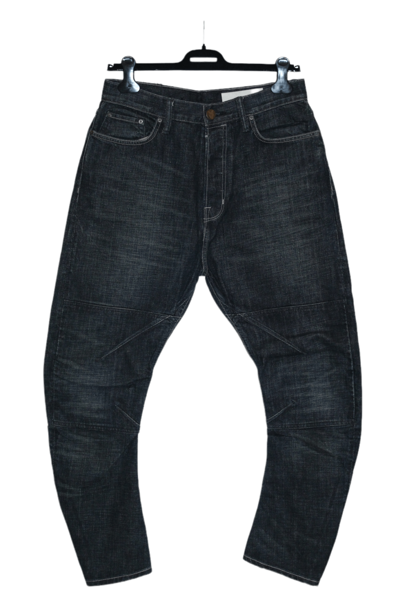 image of Allsaints Spitafields Droid Split Double Knee Arc Leg Jeans in Gray Navy, Men's (Size 30)