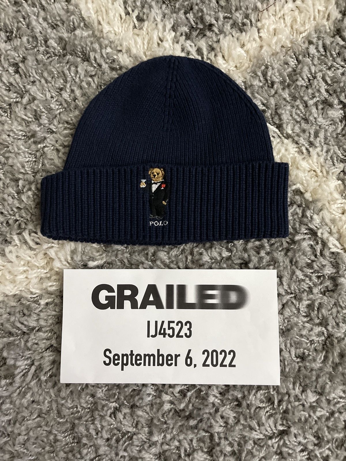 Polo Ralph Lauren Polo Bear Knit Cuffed Beanie Hat Navy