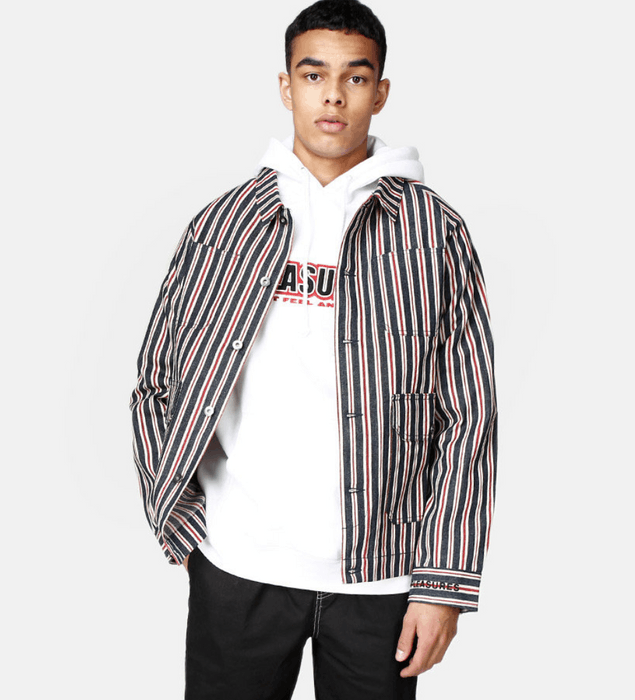 Pleasures striped store denim utility jacket