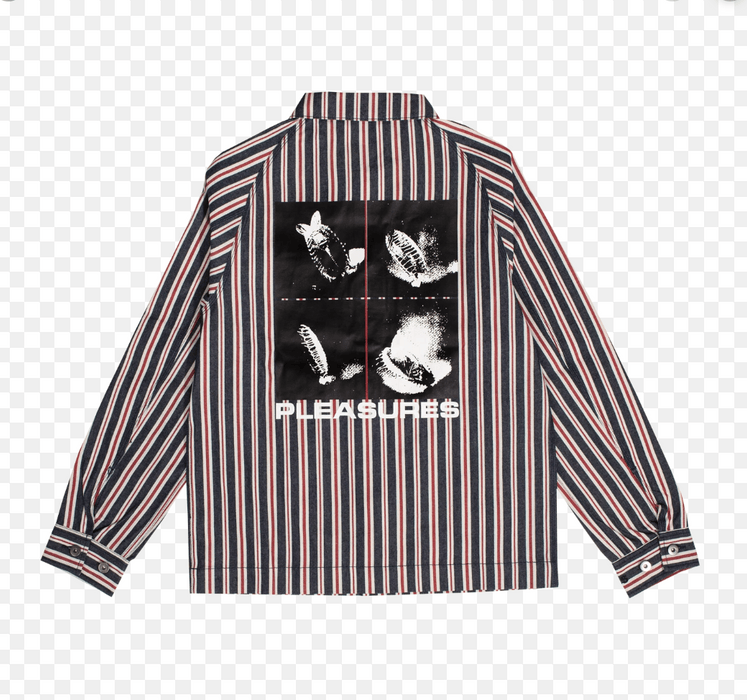 Pleasures striped denim utility jacket store