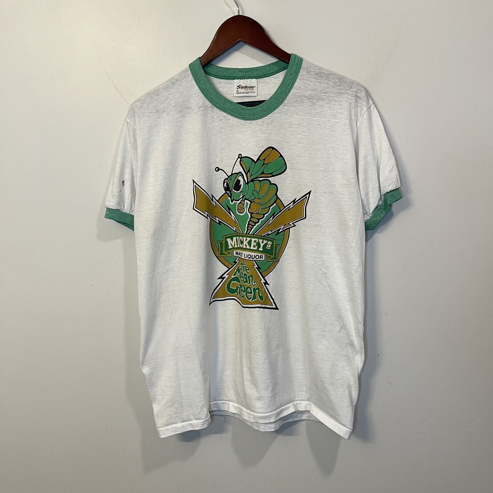 Vintage VTG 80s Mickeys Malt Liquor The Mean Green Ringer TShirt Grailed