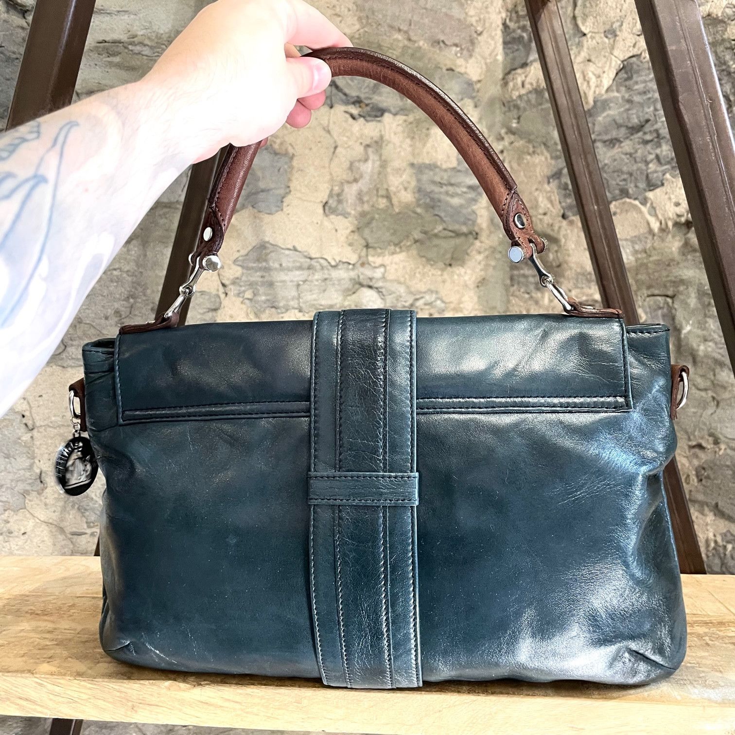 Lanvin Lanvin Teal Green Leather Medium Satchel Two-way Chain Bag Size ONE SIZE - 9 Thumbnail