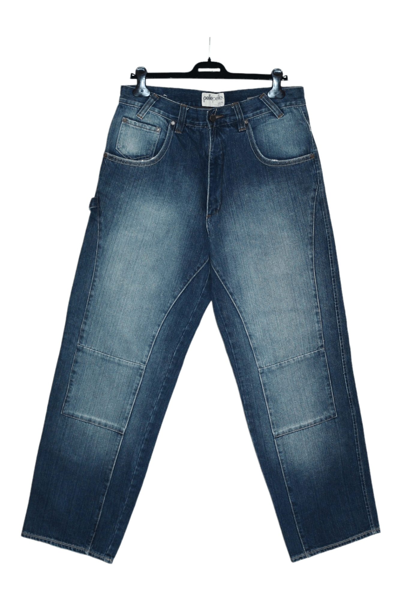 Pelle Pelle Vtg Pelle Pelle Double Knee Faded Denim Baggy Rap Jeans Size US 34 / EU 50 - 1 Thumbnail