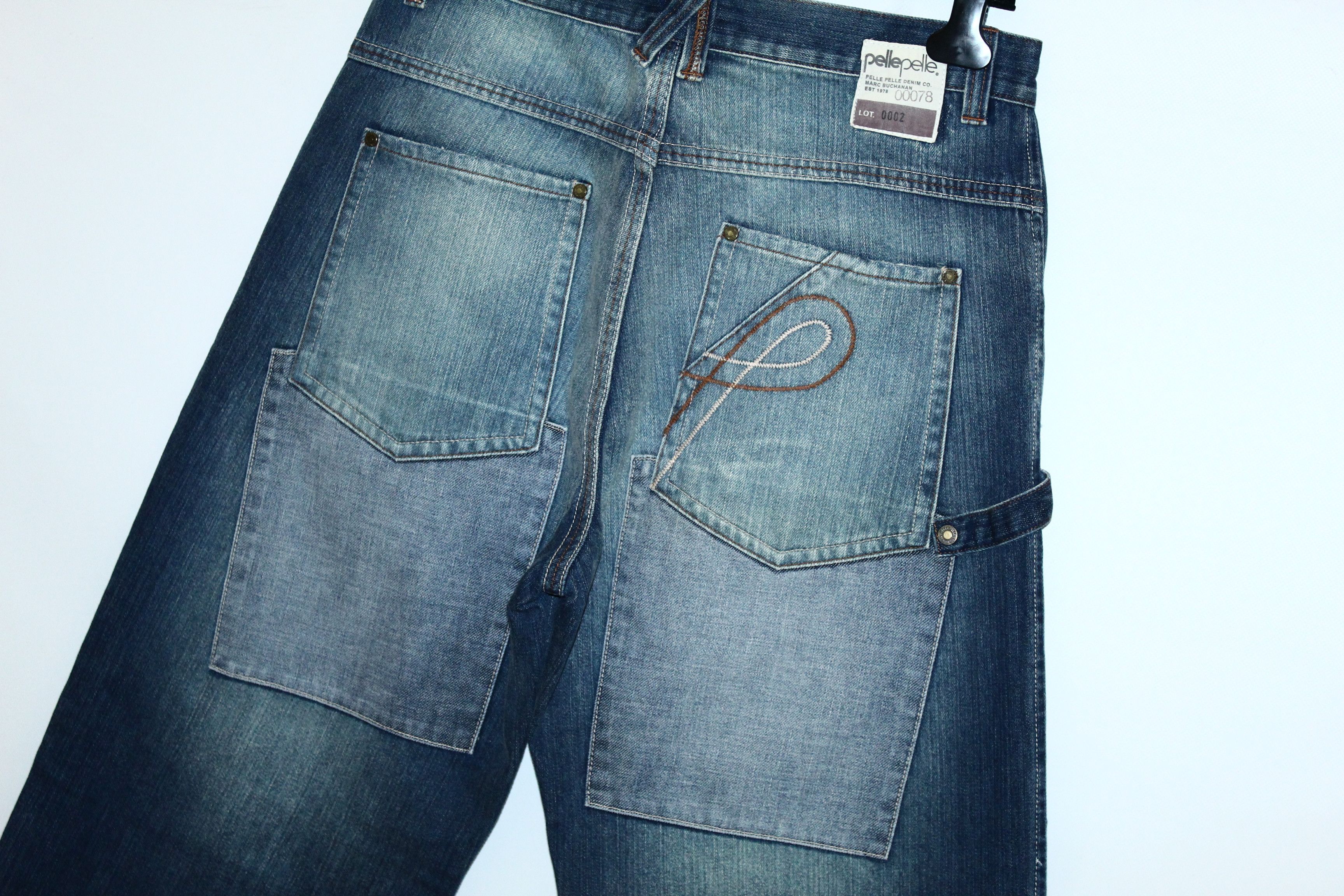 Pelle Pelle Vtg Pelle Pelle Double Knee Faded Denim Baggy Rap Jeans Size US 34 / EU 50 - 4 Thumbnail