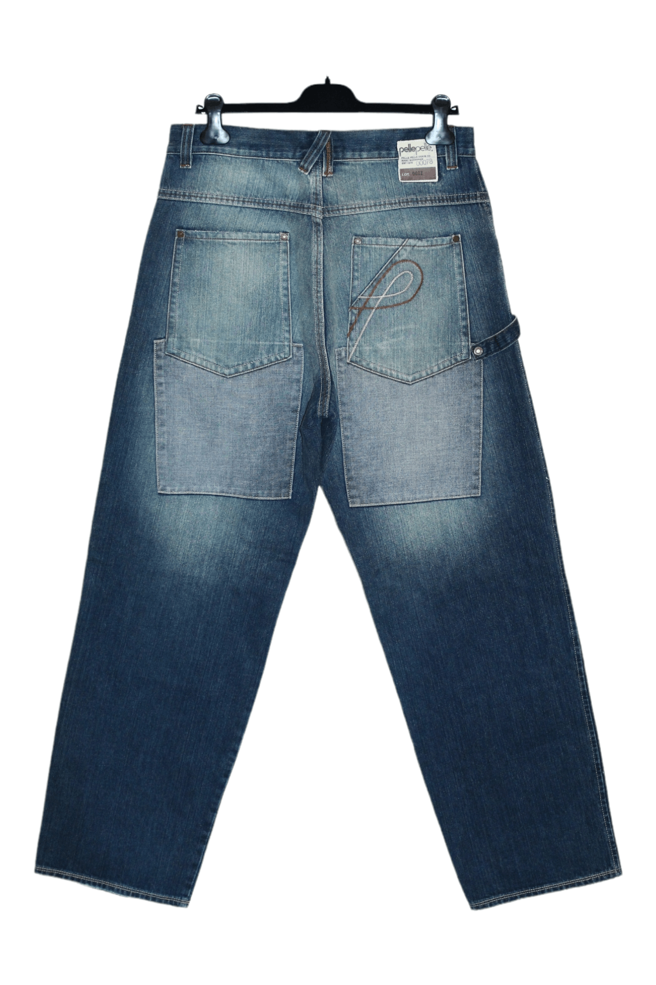 Pelle Pelle Vtg Pelle Pelle Double Knee Faded Denim Baggy Rap Jeans Size US 34 / EU 50 - 2 Thumbnail
