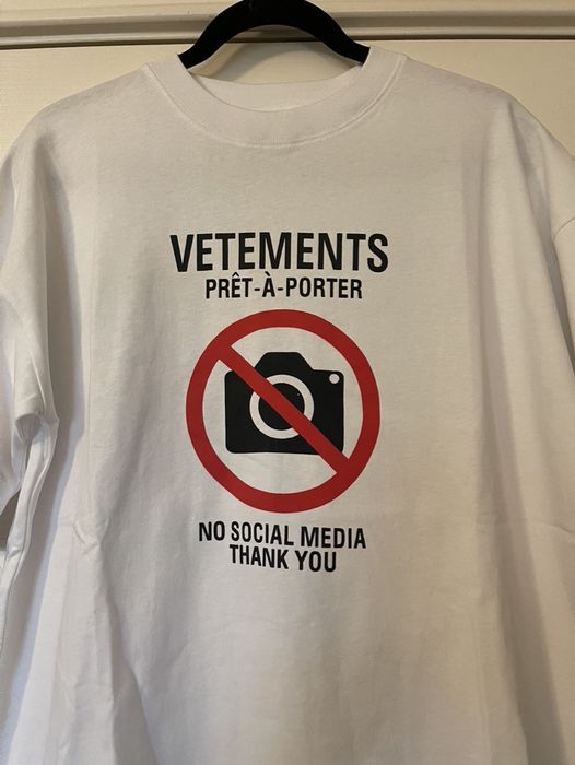 Vetements Vetements Antisocial No Social Media Thank You White T