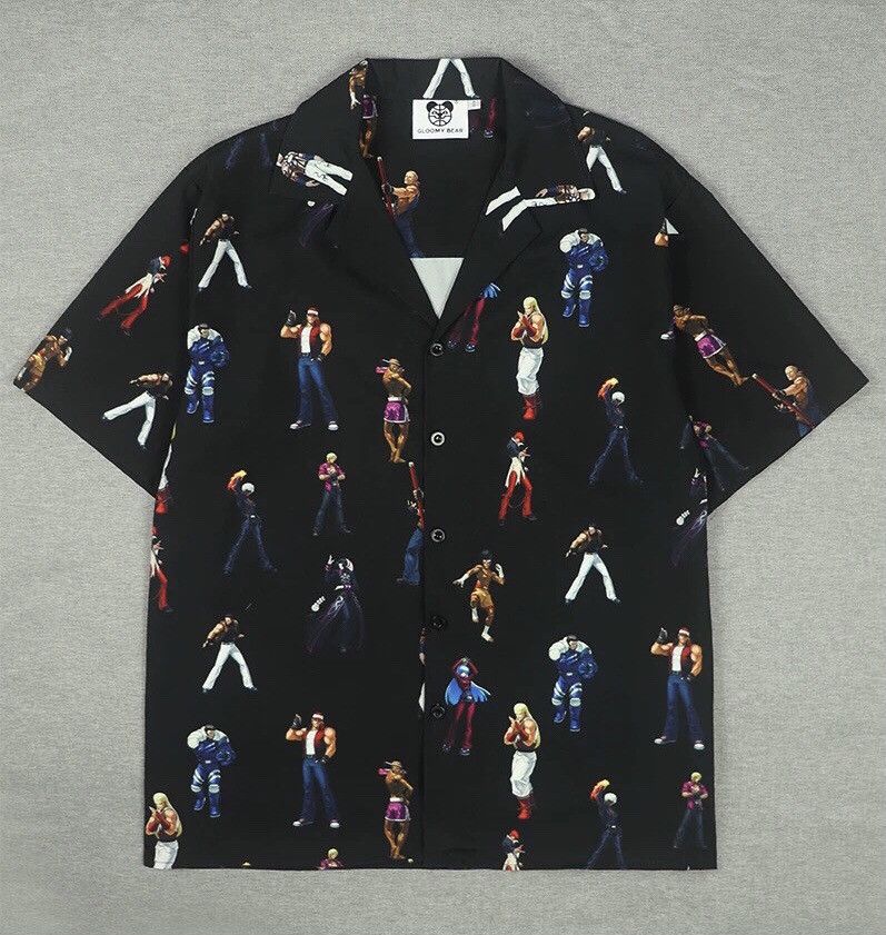 Hip hop cartoon graphic aloha hawaiian shirt