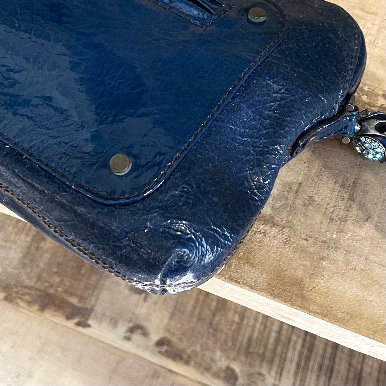 Lanvin Lanvin Navy Crystal Embellished Bird Head Wristlet Clutch Size ONE SIZE - 4 Thumbnail