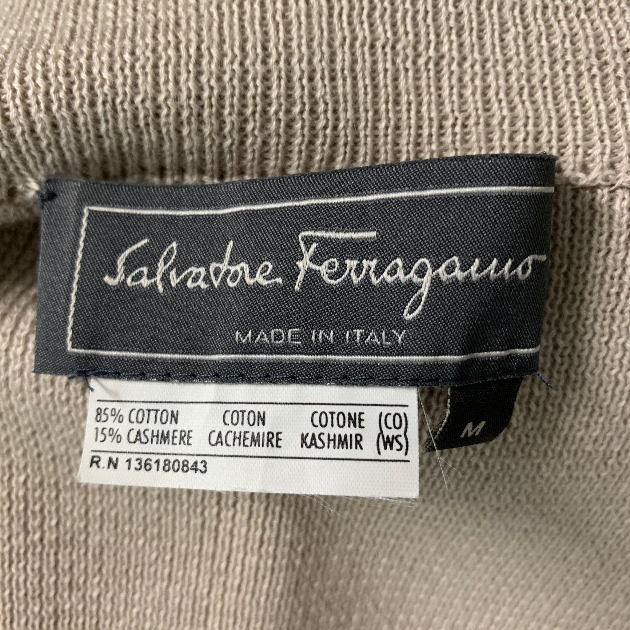 Salvatore Ferragamo Oatmeal Knitted Cotton & Cashmere Jacket Size US M / EU 48-50 / 2 - 5 Thumbnail