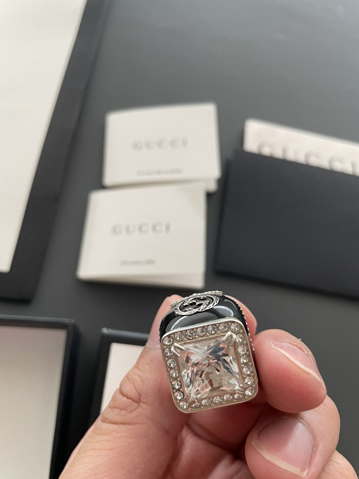 Gucci New Super Runway Limited Edition Diamond 💎 Stone Men’s Ring Size ONE SIZE - 13 Thumbnail