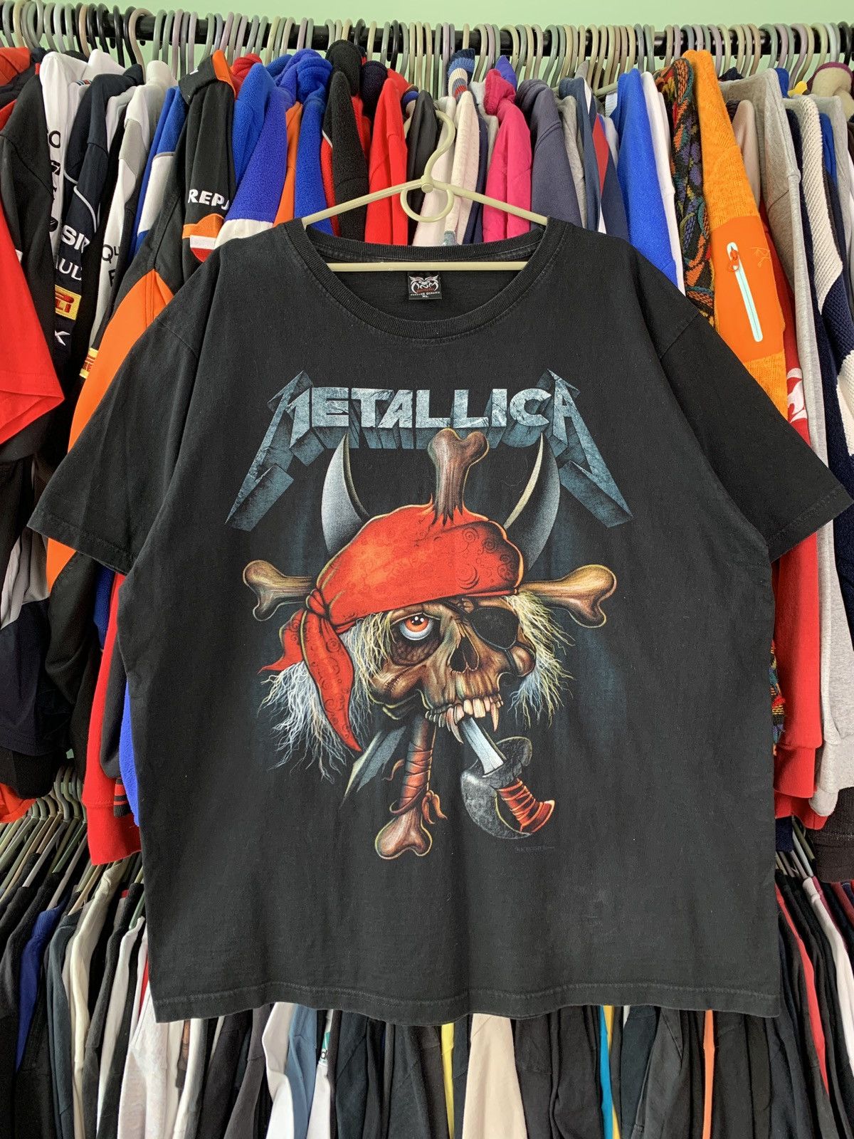 ALSTYLE METALLICA Skull Pattern Band T-Shirt, Men's XL cotton black type Vintage Second Hand