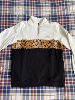 Supreme Leopard Panel Half Zip Sweatshirt | Grailed