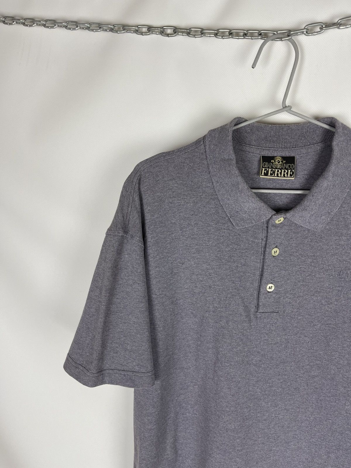 Gianfranco Ferre Gianfranco Ferre gold grey embroidered logo polo tee shirt Size US XL / EU 56 / 4 - 2 Thumbnail