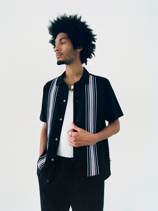 Stussy Stussy Striped Knit Panel Shirt - LARGE | Grailed