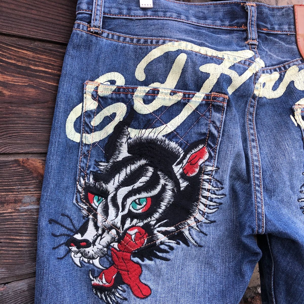 Christian Audigier × Ed Hardy × Vintage Rare Ed Hardy Jeans Denim Embroidery Wolf Tiger Y2K Vintage Size US 32 / EU 48 - 3 Thumbnail